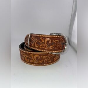 NWOT Double J Saddlery Cognac Leather Tooled Belt 44 MSRP $335​​​​​​​​​​​​